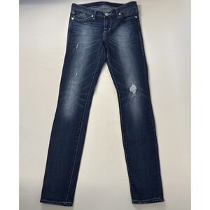 Rock & Republic Jeans Women's SZ 4M Dark Blue Denim‎ Tapered Stretch Distressed
